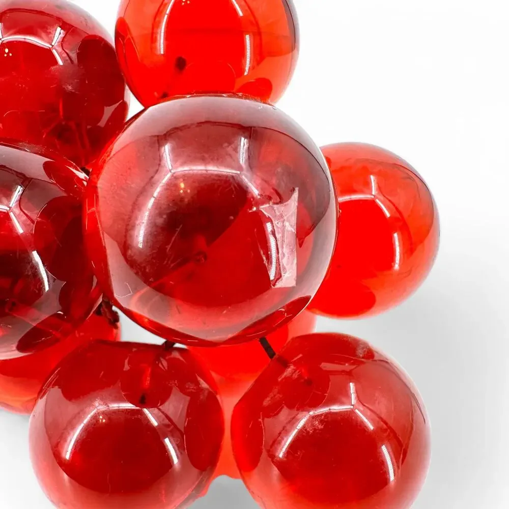 MCM Lucite Acrylic Red Grapes Cluster on Driftwood Stem Vintage Centerpiece - Picture 11 of 11